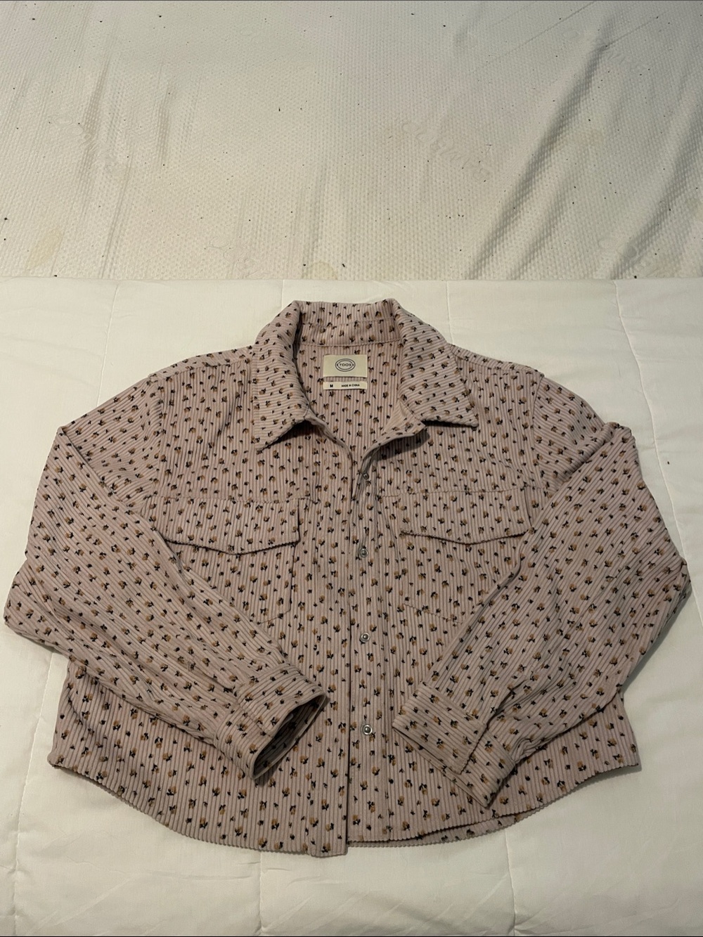 Casual Women's Light Mauve Patterned Shirt Jacket